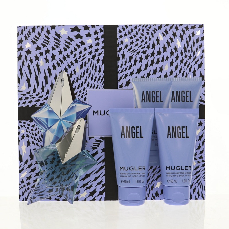 Angel By Thierry Mugler Perfume 3 Piece Gift Set – 0.8 Oz Edp Refillable Spray, 1.6 Oz Body Lotion, 1.6 Oz Body Lotion For Women – Gift Set