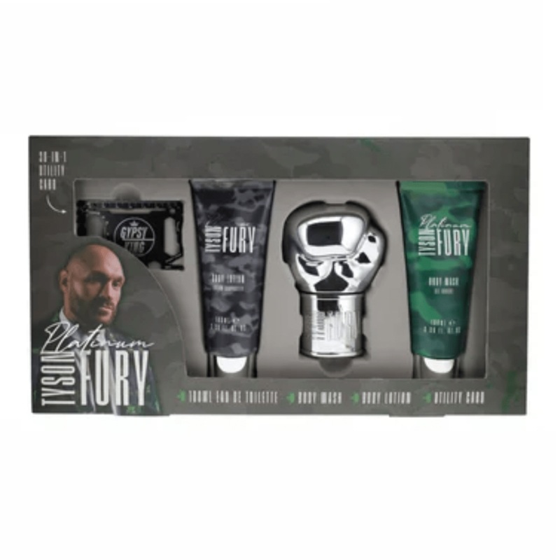 Tyson Fury Platinum Men’s Gift Set (100ml EDT + 100ml Body Wash + 100ml Body Lotion + Utility Card)