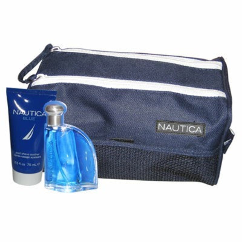 Nautica Blue Gift Set by Nautica 3 Piece Gift Set: 1.7 Oz Eau De Cologne Spray + 2.5 Oz Skin Soother + Nautica Bag. For Men
