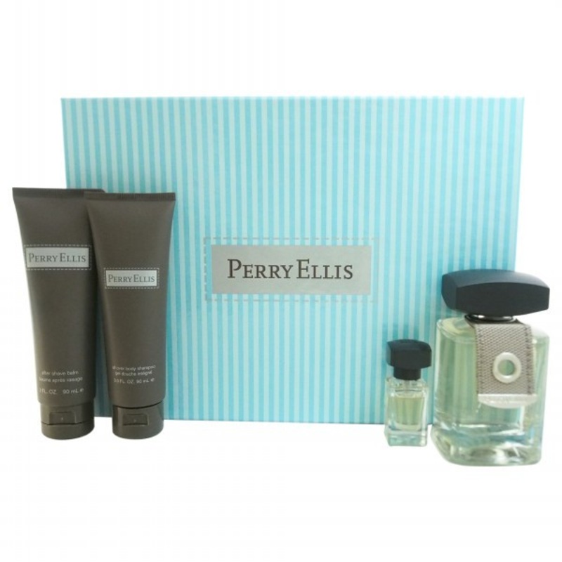 Perry Man Gift Set by Perry Ellis 4 Piece Gift Set: 3.4 Oz Eau De Toilette Spray + 3 Oz Soothing After Shave Gel + 2.75 Oz Deodorant Stick + .25 Oz Mini Spray. For Men