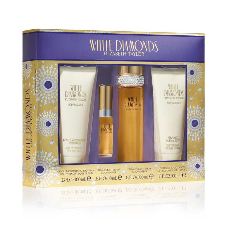 Elizabeth Taylor White Diamonds 4PCS Gift Set – 100ML EDT Spray + 100ML Body Lotion + 100ML Body Wash + 10ML Mini Spray (Women)