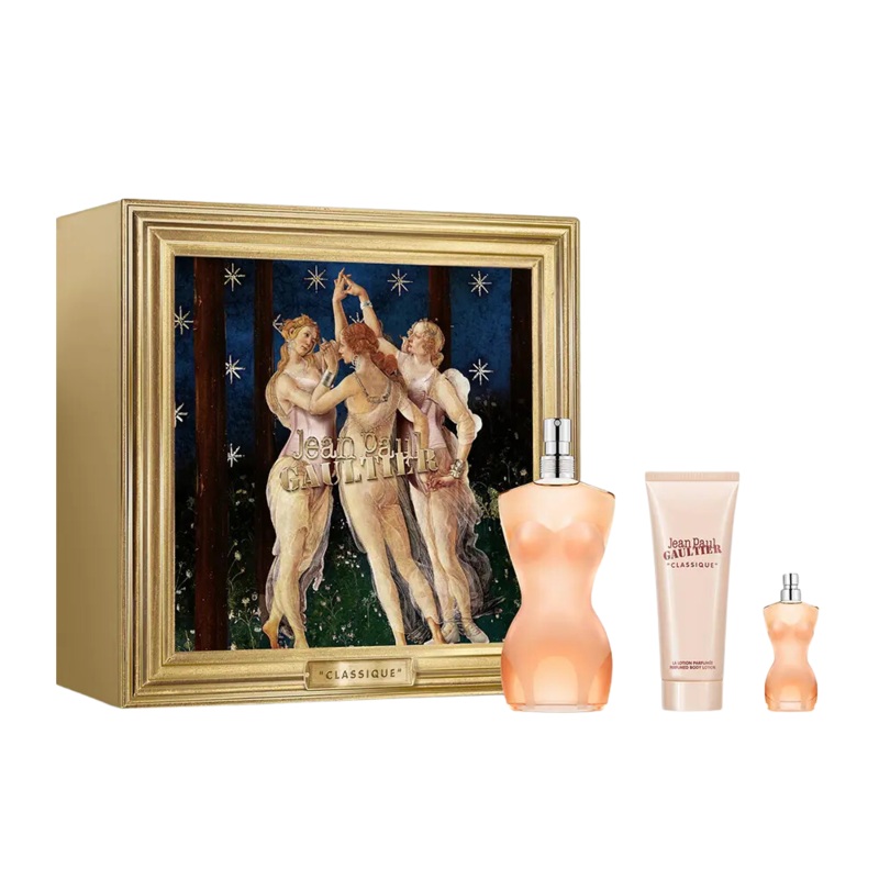 Jean Paul Gaultier Classique Eau de Toilette Women’s Perfume Gift Set Spray (100ml) with Body Lotion & 6ml EDT