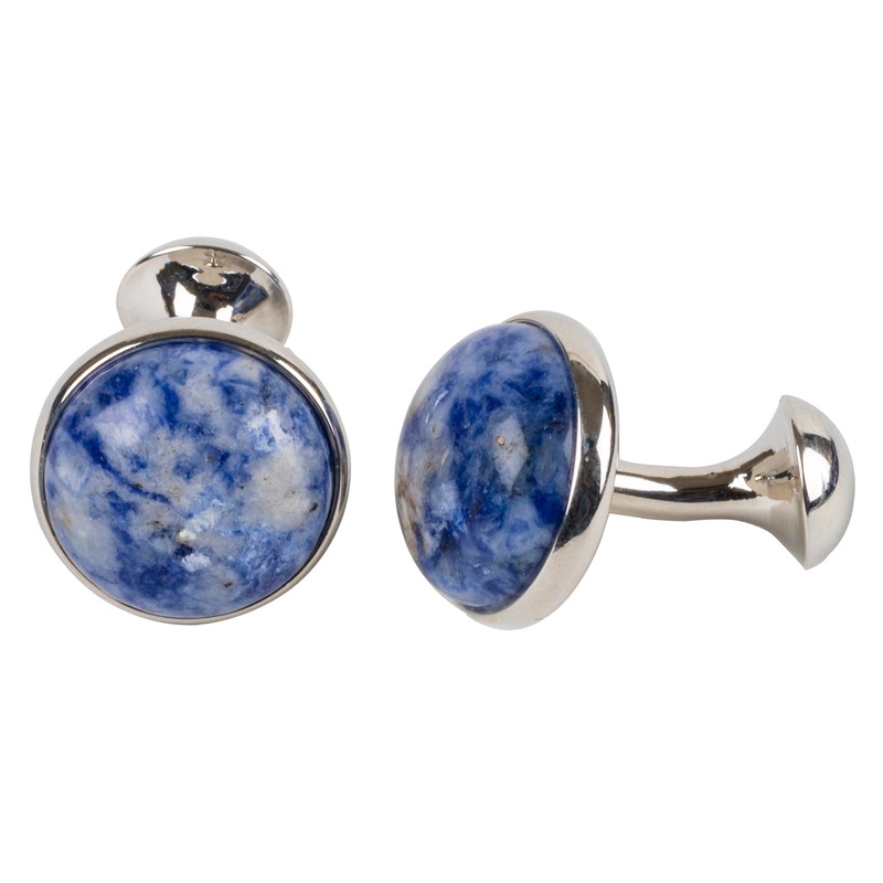 Lapis Blue Round Cufflinks  Bold Heritage Style