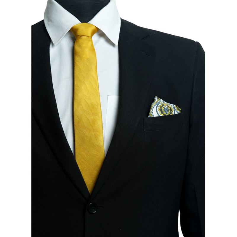 Chokore Gulmarg – Pocket Square & Chokore Yellow Silk Tie – Solids range