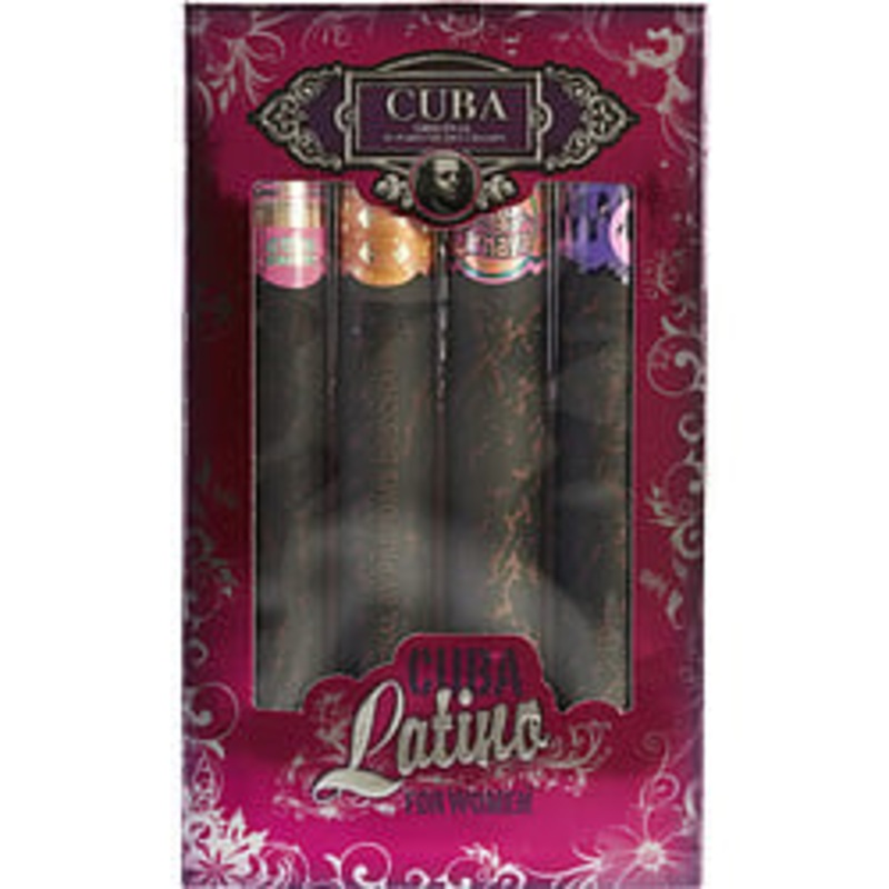 Cuba Latino 4 Pc Set EDP Cactus, Carnaval, Copacabana, Maya Spray 1.17 Oz / Each Perfume by Cuba for Women
