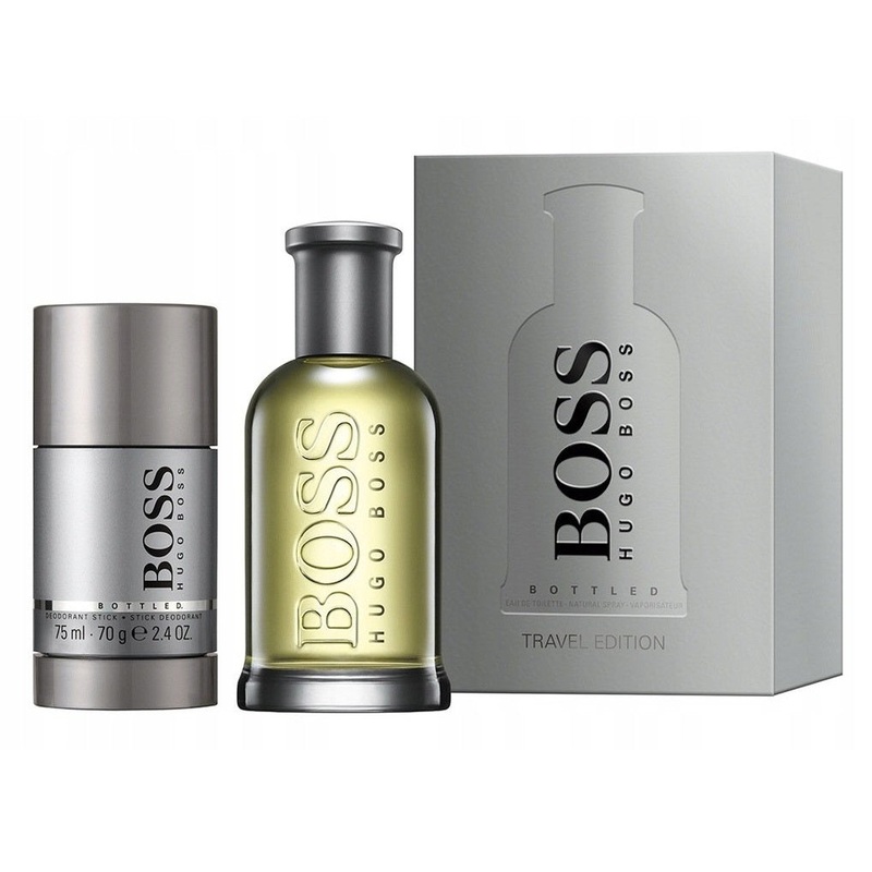 Hugo Boss Bottled (Number 6) Grey 2PCS Travel Gift Set – 100ML EDT Spray + 75G Deodorant (Men)