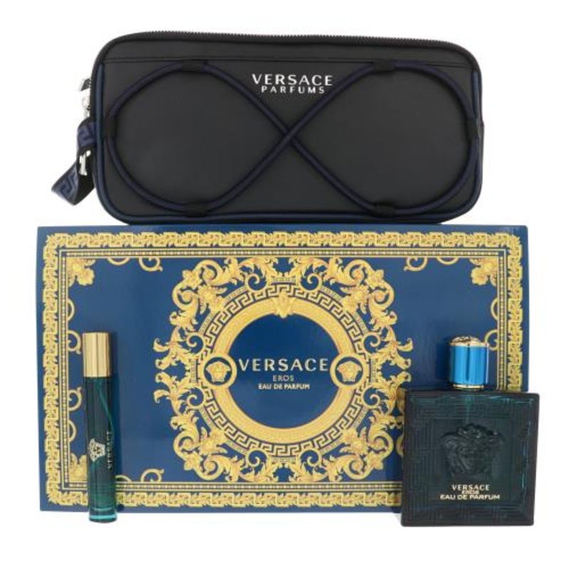 Versace Eros By Versace Cologne 3 Piece Gift Set – 3.4 Oz Edp Spray For Men – Gift Set