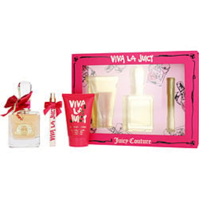 Viva La Juicy 3 Pc Set EDP Spray 3.4, B/L 4.2, Spray 0.33 Oz Perfume by Juicy Couture for Women