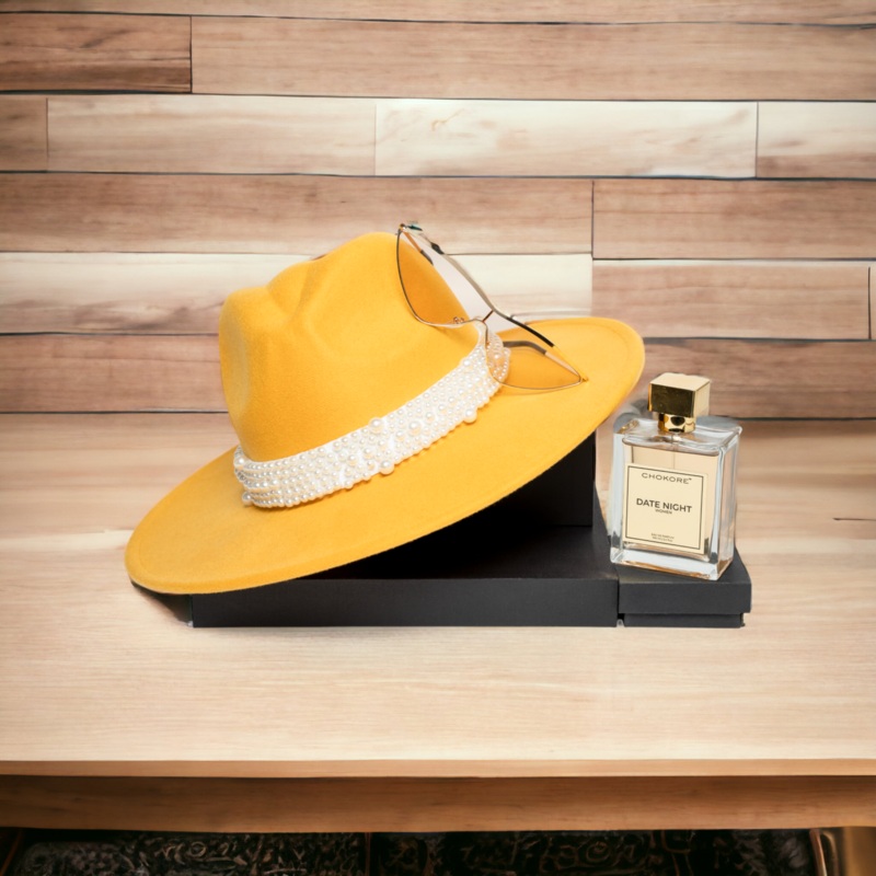 Chokore Special 3-in-1 Gift Set for Her (Pearl Embellished Hat, 100 ml Date Night Perfume, & Sunglasses)
