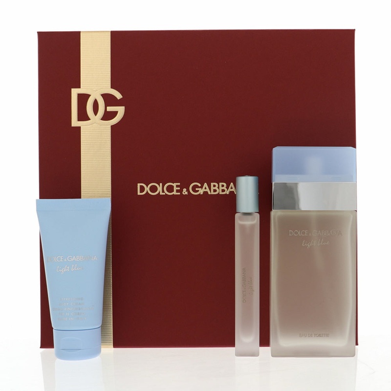 Dg Light Blue 3 Pc Set EDT Spray 3.4, Bc1.6, Spray 0.33 Oz Perfume by Dolce & Gabbana for Women