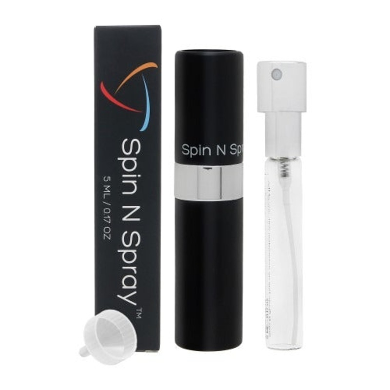 Black Atomizer By Spin N Spray Fragrance 0.17 Oz Empty Refillable Atomizer For Unisex – Box