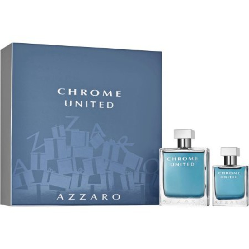 Chrome United Gift Set by Azzaro 2 Piece Gift Set: 3.4 Oz Eau De Toilette Spray + 1.0 Oz Eau De Toilette Spray. For Men