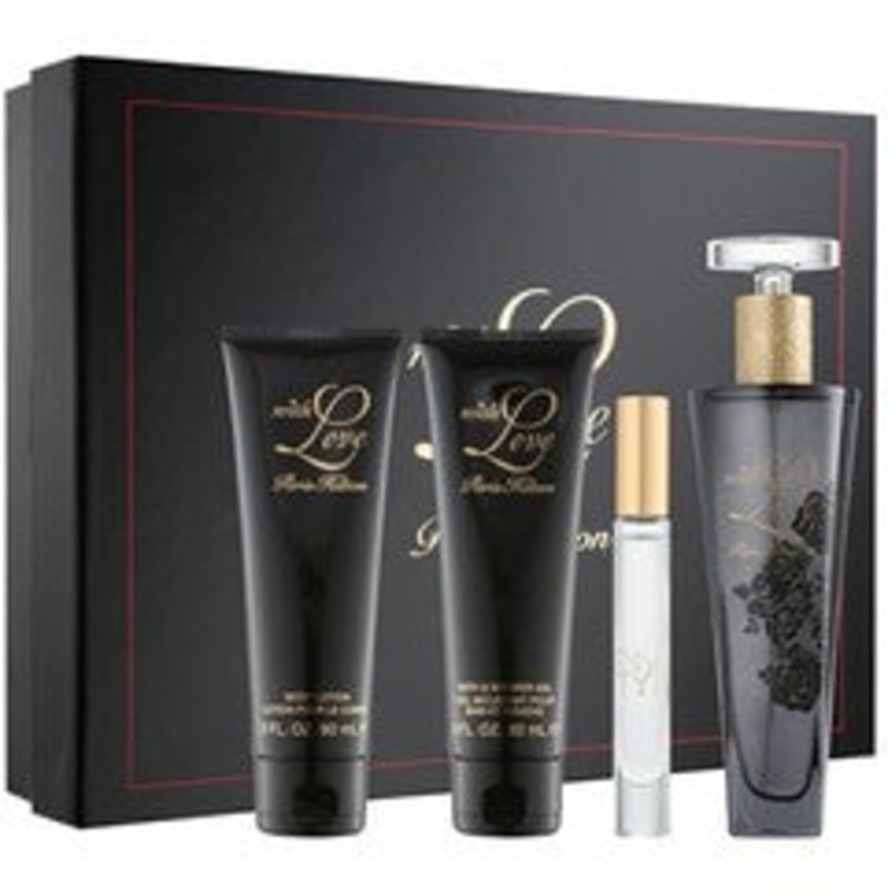 Paris Hilton With Love Gift Set by Paris Hilton 4 Piece Gift Set: 3.4 oz Eau de Parfum Spray + 0.2 oz EDP Rollerball + 3.0 oz Body Lotion + 3.0 oz Shower Gel for Women