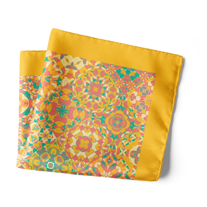 Chokore Multicoloured Satin Silk pocket square from the Indian at Heart Collection 18 x 18
