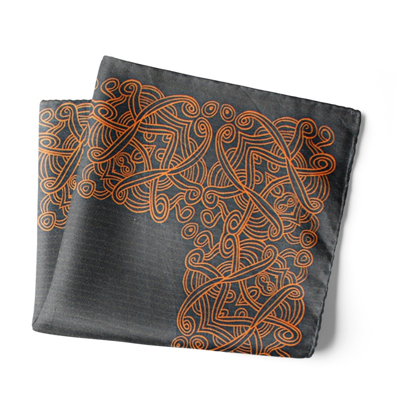 Chokore Grey & Red Silk Pocket Square – Indian At Heart line