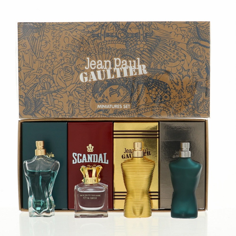 Jean Paul Gaultier By Jean Paul Gaultier Cologne 4 Piece Gift Set – 0.24 Oz Le Male Edt Splash, 0.24 Oz Scandal Edt Splash, 0.24 Oz Le Beau Edt Splash, 0.24 Oz Le Male Elixir Edt Splash For Men – Gift Set