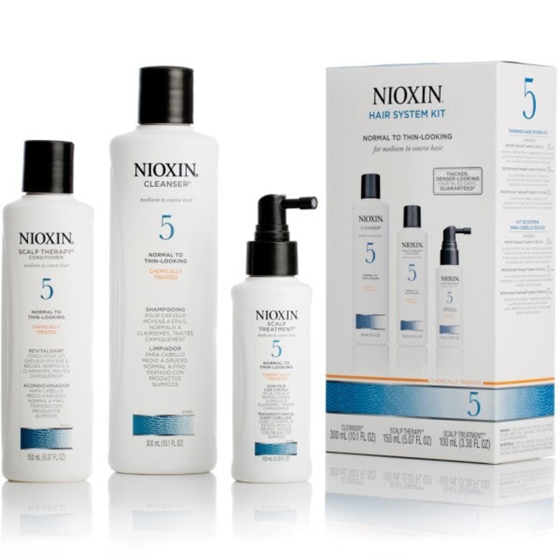 Nioxin System 5 Scalp and Hair Care Kit by Nioxin 3 Piece Kit: 10.1 Oz Nioxin Cleanser + 5.1 Oz Nioxin Scalp Therapy + 3.4 Oz Nioxin Scalp Treatment. For Women (For Normal To Thin Looking, Medium To Coarse, Natural/Chemically Treated Hair)