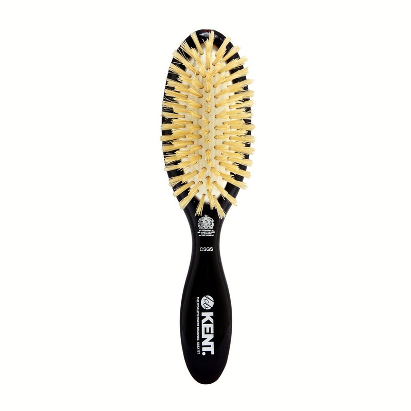 Kent Ladies Hairbrush – Small Pure Soft White Natural Bristle Cushion Brush Model No. CSGS