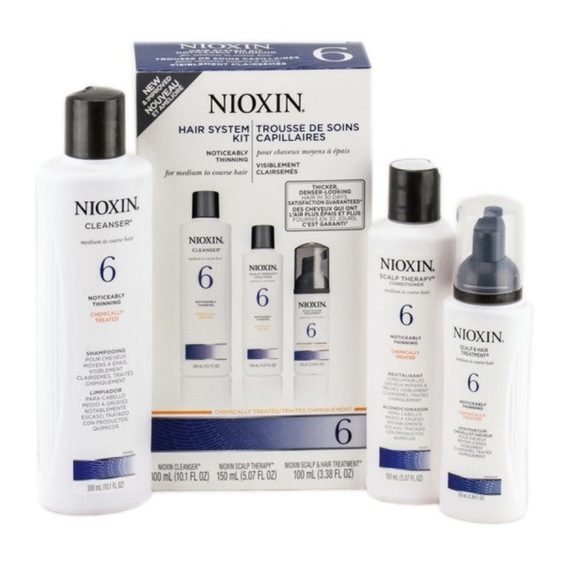 Nioxin System 6 Scalp and Hair Care Kit by Nioxin 3 Piece Kit: 5.1 Oz Nioxin Scalp Therapy + 5.1 Oz Nioxin Cleanser + 1.4 Oz Nioxin Scalp Treatment. For Women (For Noticeably Thinning, Medium To Coarse, Natural/Chemically Treated Hair)