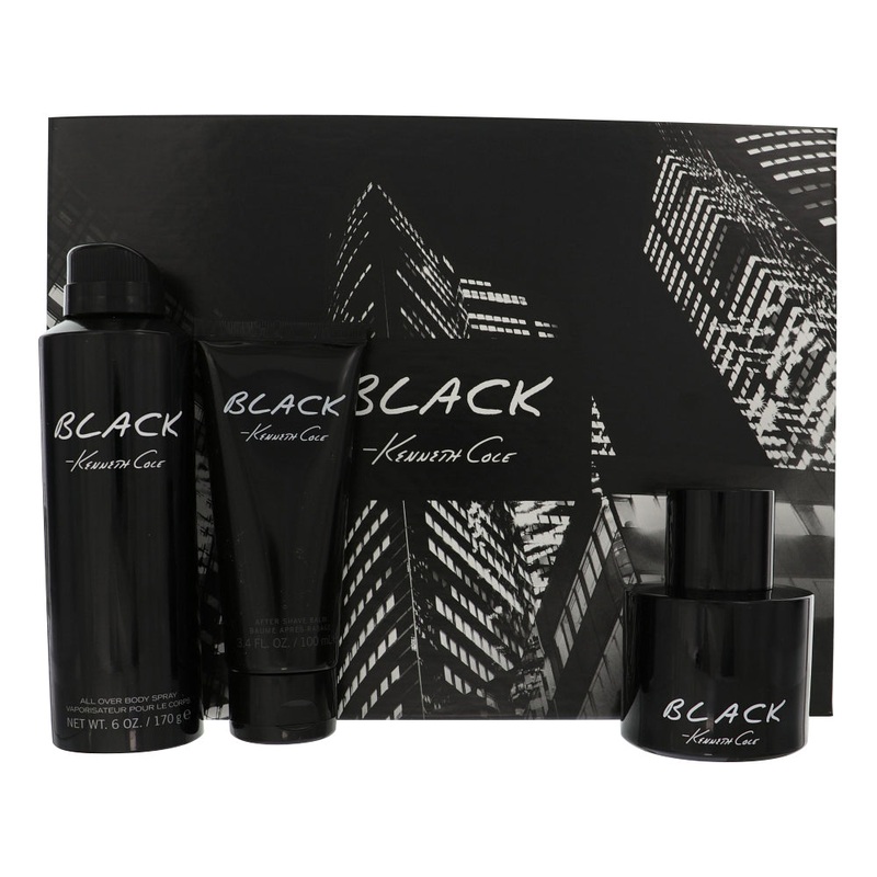 Kenneth Cole Black By Kenneth Cole 3 Piece Gift Set – 3.4 Oz Eau De Toilette Spray, 6.0 Oz All Over Shower Gel, 3.4 Oz After Shave Balm For Men In Gift Set