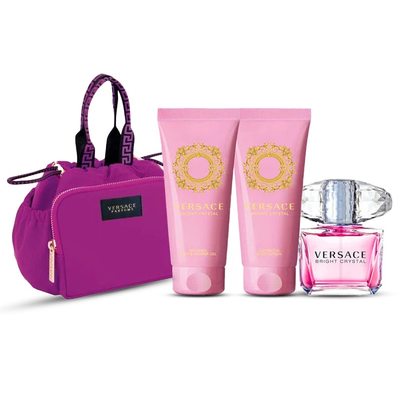 Bright Crystal 3-Piece Gift Set + Pouch 3.0 oz EDT + 3.4 oz Gel + 3.4 oz Lotion + Pouch