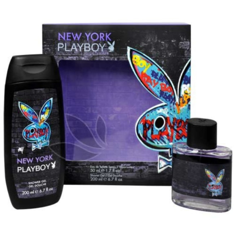 Playboy New York 2PCS Gift Set (NO BOX) – 50ML EDT Spray + 250ML Shower Gel Shampoo (Men)