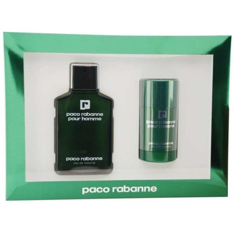 Paco Rabanne Fragrance Gift Set for Men 2 Piece Gift Set: 3.4oz Eau De Toilette Spray + 2.2 Oz Deodorant Stick. For Men