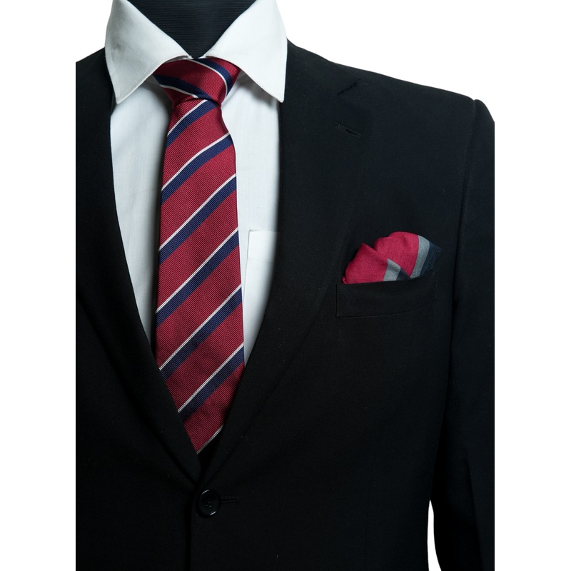 Garnet – Pocket Square &  Repp Tie (Red)