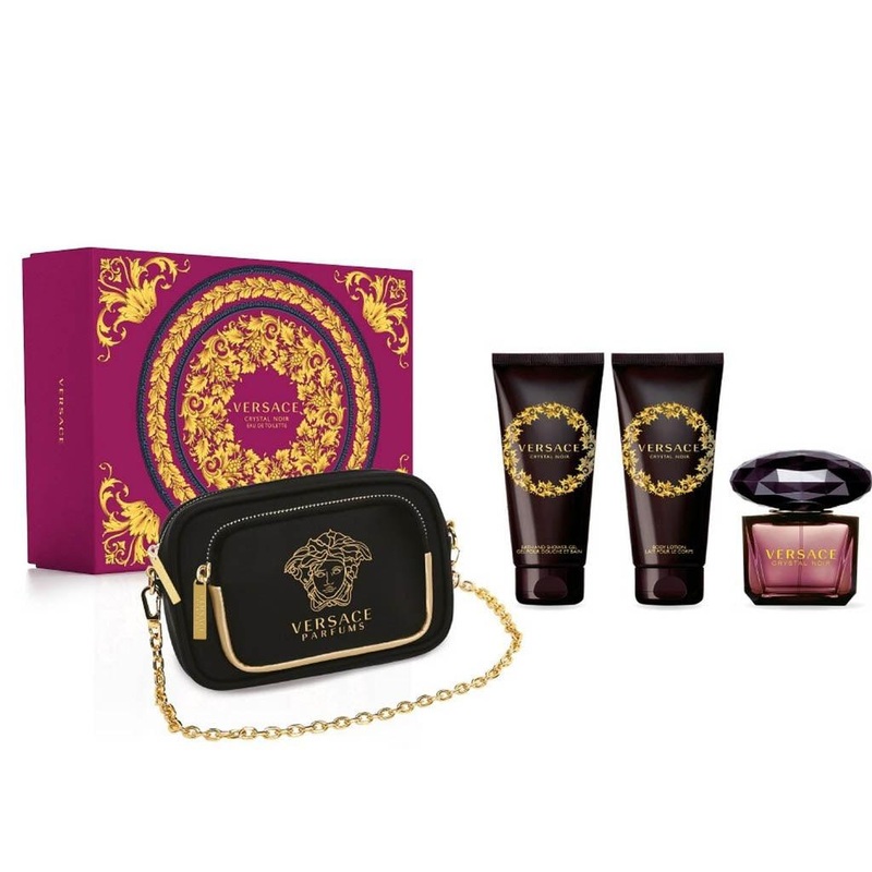 Crystal Noir EDT Gift Set for Women (4PC) 90mL + 100mL body lotion + 100mL shower gel + clutch bag