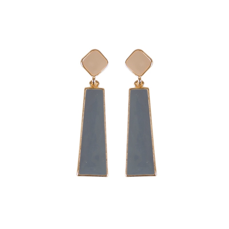 Shades of Grey Enamel Drop Earring, Gold tone