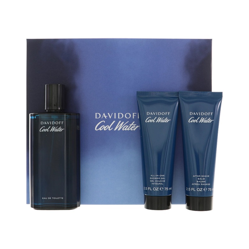 Cool Water By Davidoff Cologne 3 Piece Gift Set – 4.2 Oz Edt Spray, 2.5 Oz All-In-One Shower Gel , 2.5 Oz After Shave Balm For Men – Gift Set