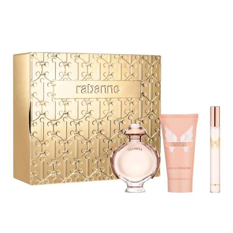 Paco Rabanne Olympea Eau de Parfum Women’s Perfume Gift Set Spray (50ml) with Body Lotion & 10ml Mini