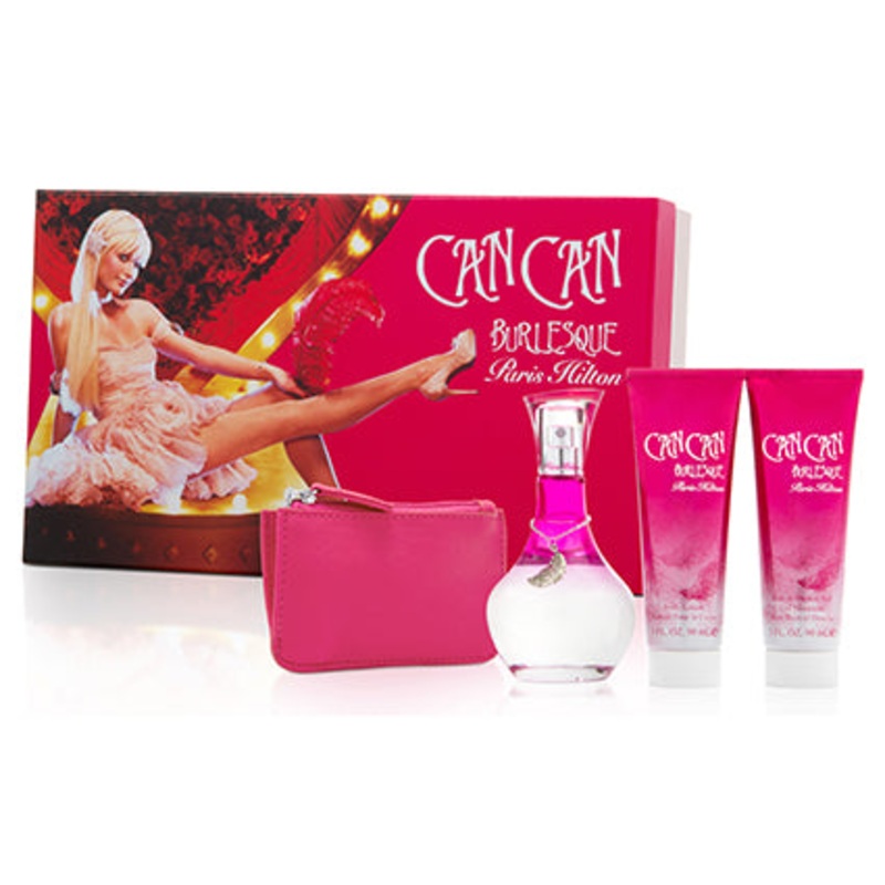 Can Can Burlesque Gift Set by Paris Hilton 4 Piece Gift Set: 3.4 Oz Eau De Parfum Spray + 3.4 Oz Shower Gel + 3.4 Oz Body Lotion + Purse. For Women