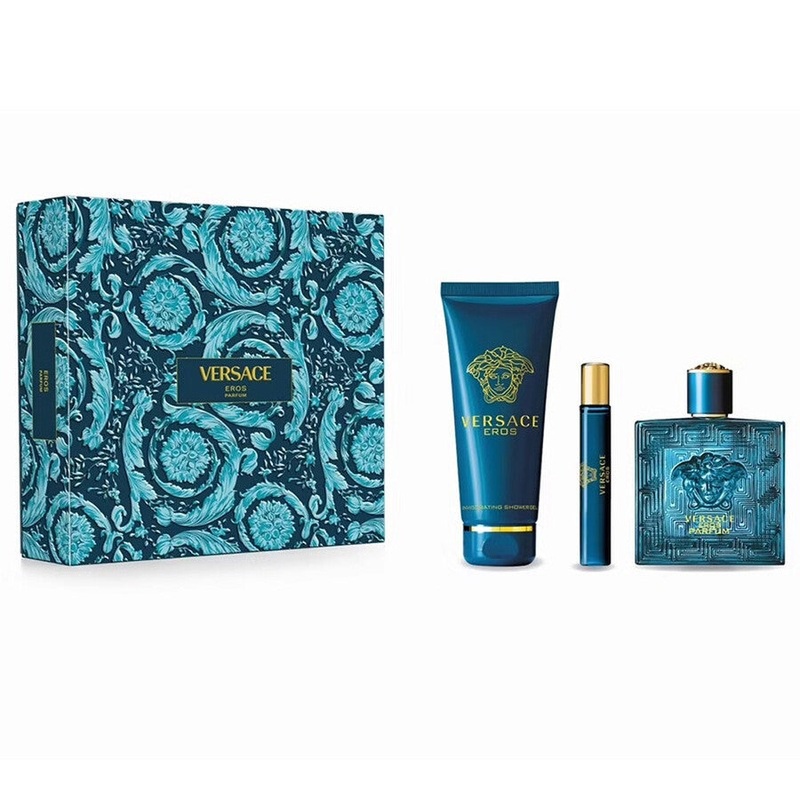 Versace Eros (Parfum Edition) 3PCS Gift Set – 100ML EDP Spray + 150ML Shower Gel + 10ML EDP Spray (Men)