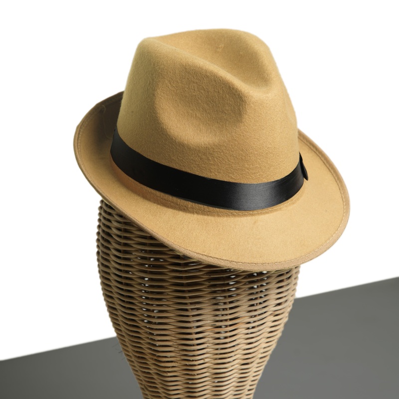 Chokore Vintage Fedora Hat with Short Brim (Camel)
