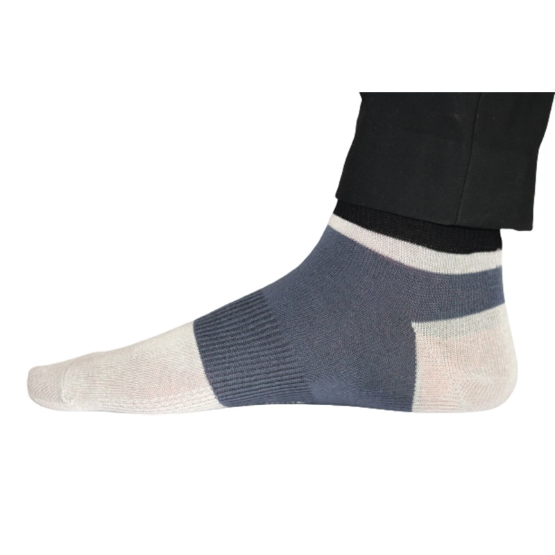 Chokore Light Grey And Navy Blue Ankle Bamboo Socks