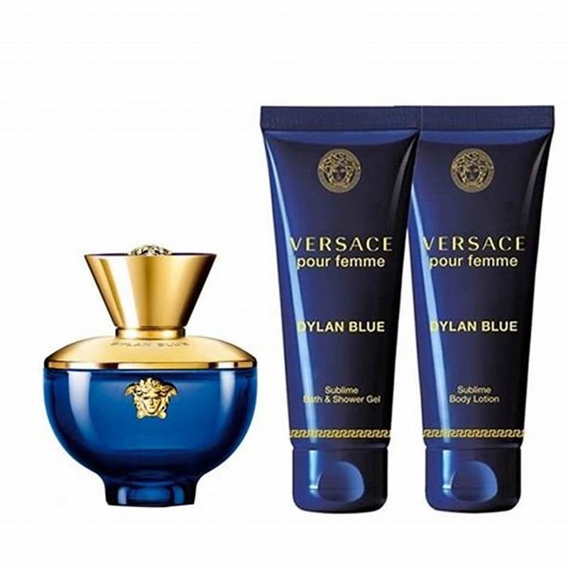 Versace Dylan Blue Pour Femme (NO BOX) – 50ML EDP Spray + 50ML Sublime Bath & Shower Gel + 50ML Sublime Body Lotion (W)