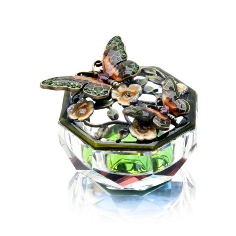 Butterflies with Crystal Base Decorative Trinket Box Model No. J-251