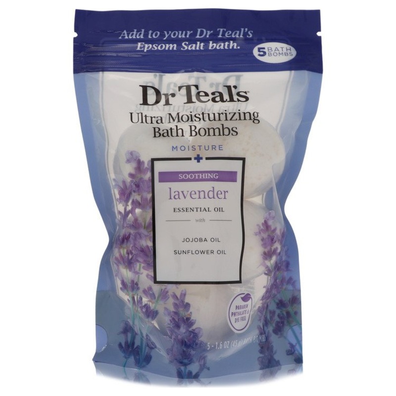 Dr Teal’s Ultra Moisturizing Bath Bombs by Dr Teal’s Five (5) 1.6 oz Moisture Soothing Bath Bombs with Lavender, Essential Oils, Jojoba Oil, Sunflower Oil (Unisex) 1.6 oz for Men – Premium Designer Fragrance