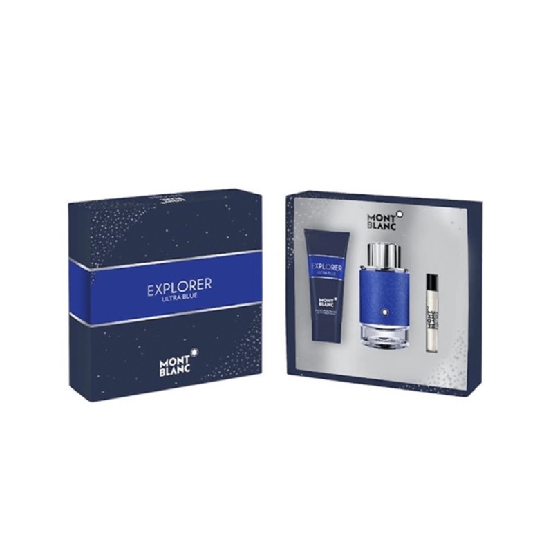 Mont Blanc Explorer Ultra Blue Eau de Parfum Men’s Aftershave Gift Set Spray (100ml) with Shower Gel & 7.5ml EDP