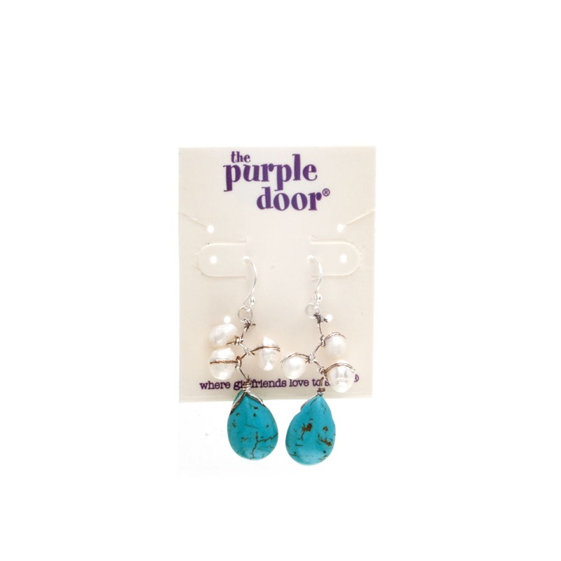The Purple Door The Clare Dangle Earrings PDE-86-H Aqua
