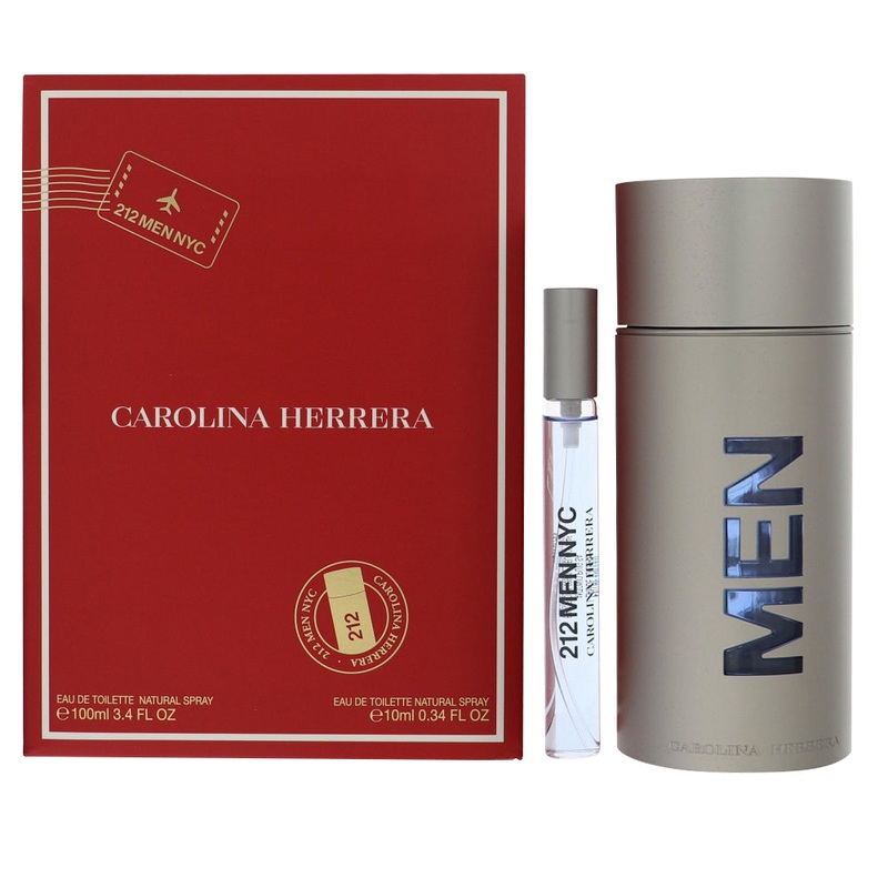 212 Men Nyc By Carolina Herrera Cologne 2 Piece Gift Set – 3.4 Oz Edt Spray, 0.34 Oz Edt Spray For Men – Gift Set