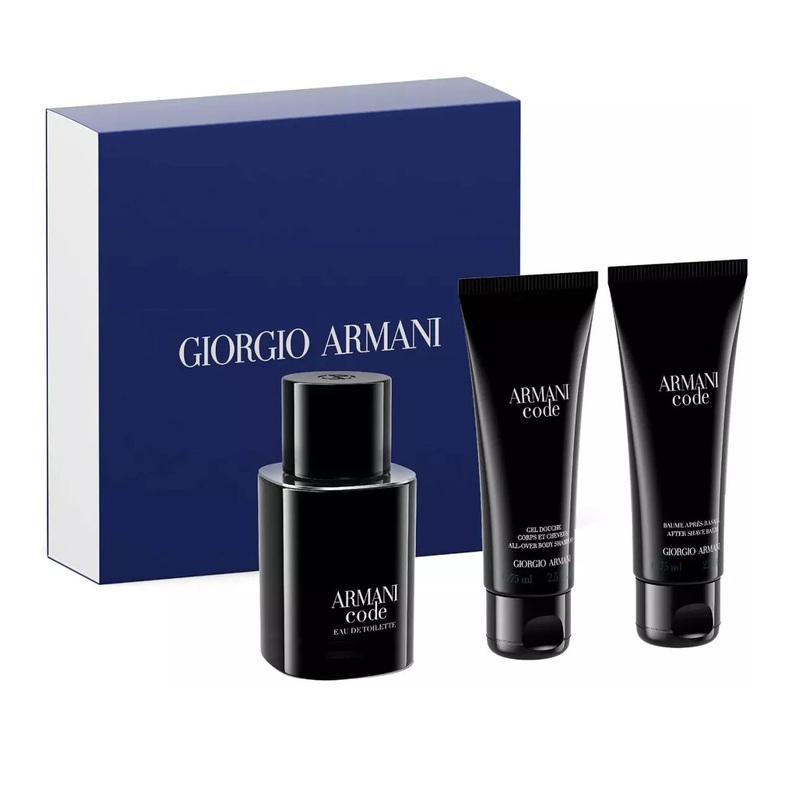 Giorgio Armani Code 3PCS Gift Set – 50ML EDT Spray + 75ML After Shave Balm + 75ML Body Shampoo (Men)