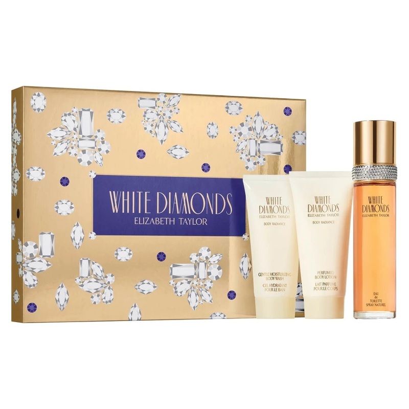 Elizabeth Taylor White Diamond 3PCS Gift Set – 100ML EDT Spray + 100ML Body Lotion + 100ML Body Wash (Women)