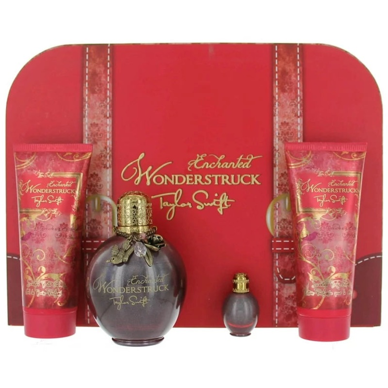 Taylor Swift Wonderstruck 4PCS Gift Set – 100ML EDP Spray + 100ML Scented Body Lotion + 100ML Scented Bath Gel + 5ML Mini (Women)