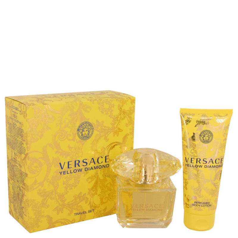 Versace Yellow Diamond by Versace Gift Set — 3 oz Eau De Toilette Spray + 3.4 oz Body lotion for Women – Premium Designer Fragrance