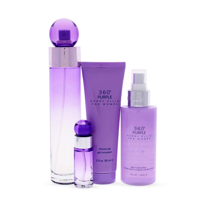 360 Purple 4 Piece Gift Set 3.4 oz EDP+ 4.0 oz Mist + 3.0 oz Shower Gel + 0.25 oz EDP