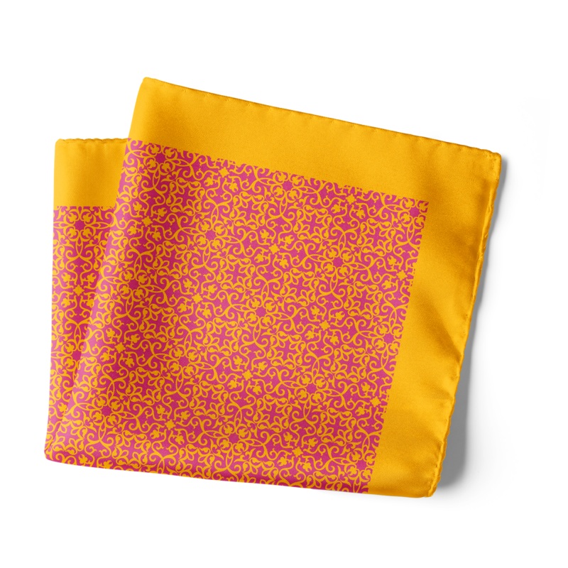 Chokore Yellow & Pink Printed Pocket Square – Indian at Heart Range