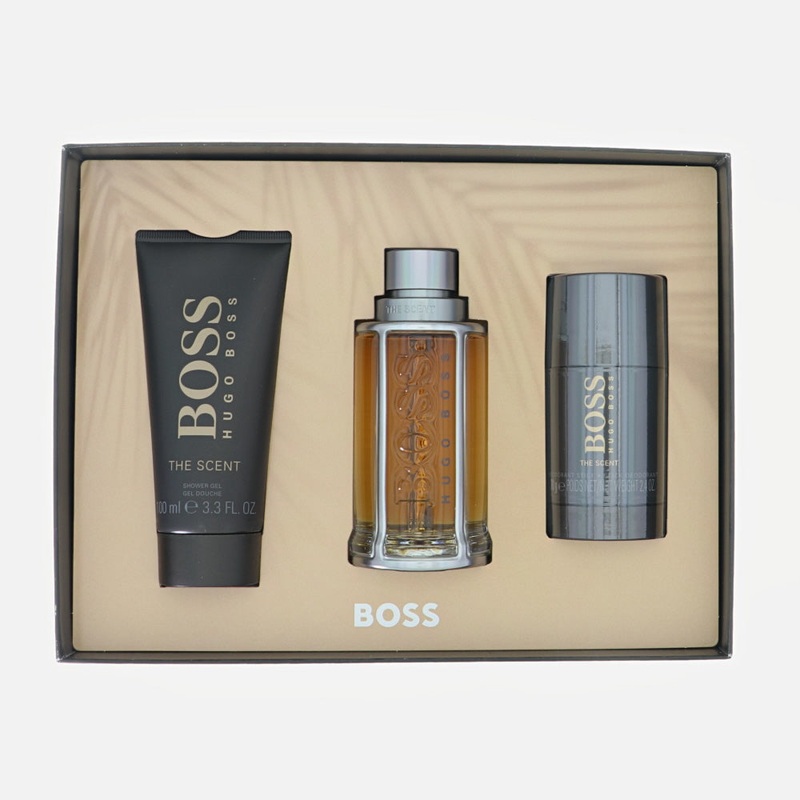 Boss The Scent By Hugo Boss Cologne 3 Piece Gift Set – 3.3 Oz Edt Spray, 3.3 Oz Shower Gel, 2.4 Oz Deodorant Stick For Men – Gift Set