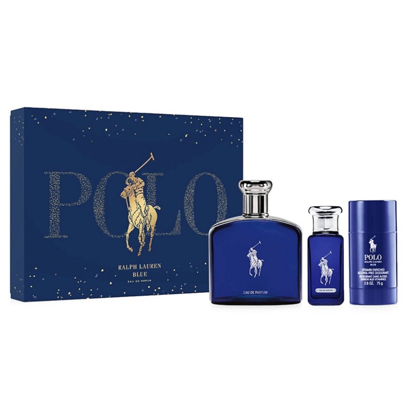 Ralph Lauren Polo Blue 3PCS Gift Set – 125ML EDT Spray + 30ML EDT Spray + 75G Deodorant (Men)